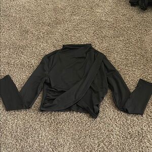 Shein Black Long Sleeve Mock Neck Cropped Top